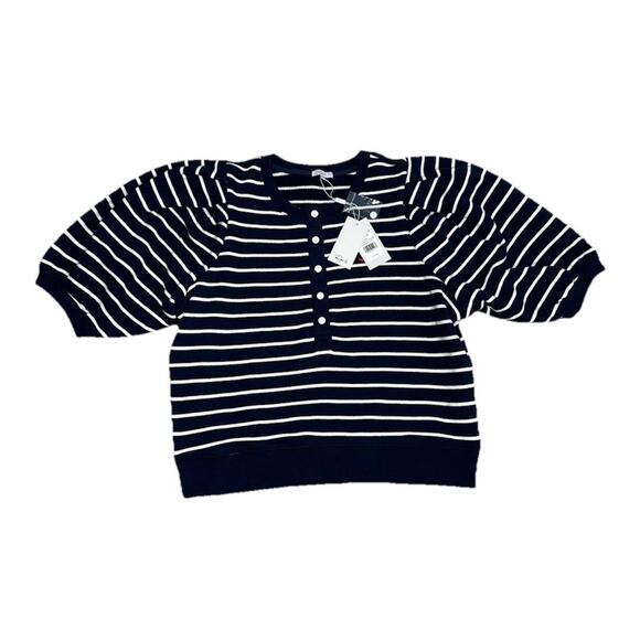 Rails Dom Sweatshirt Womens L Navy White Stripe Crewneck Comfort Chic NWT $158 - Picture 6 of 9